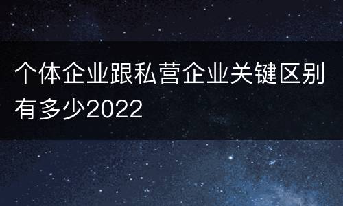 个体企业跟私营企业关键区别有多少2022