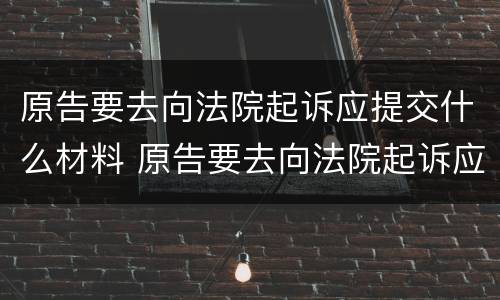 原告要去向法院起诉应提交什么材料 原告要去向法院起诉应提交什么材料才能立案