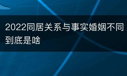 2022同居关系与事实婚姻不同到底是啥