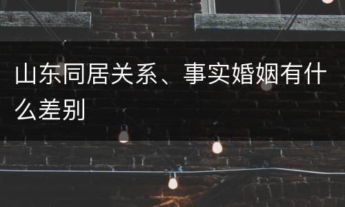 山东同居关系、事实婚姻有什么差别