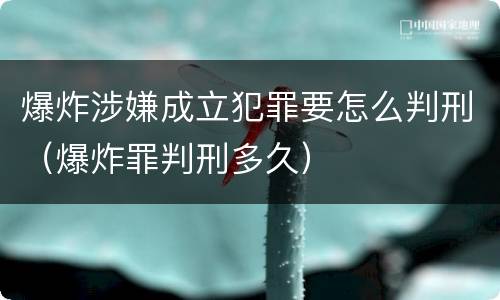 爆炸涉嫌成立犯罪要怎么判刑（爆炸罪判刑多久）