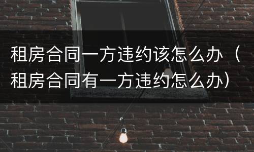租房合同一方违约该怎么办（租房合同有一方违约怎么办）
