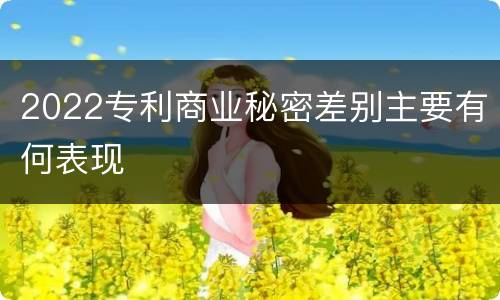 2022专利商业秘密差别主要有何表现