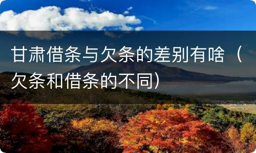 甘肃借条与欠条的差别有啥（欠条和借条的不同）
