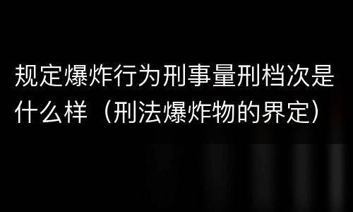 规定爆炸行为刑事量刑档次是什么样（刑法爆炸物的界定）