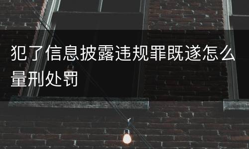 犯了信息披露违规罪既遂怎么量刑处罚