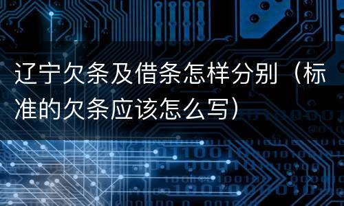 辽宁欠条及借条怎样分别（标准的欠条应该怎么写）