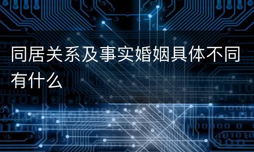 同居关系及事实婚姻具体不同有什么
