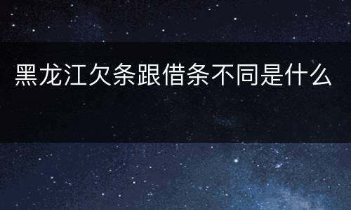 黑龙江欠条跟借条不同是什么