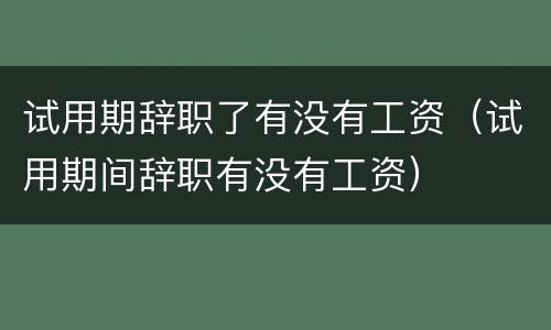 试用期辞职了有没有工资（试用期间辞职有没有工资）