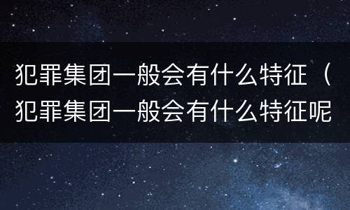 犯罪集团一般会有什么特征（犯罪集团一般会有什么特征呢）