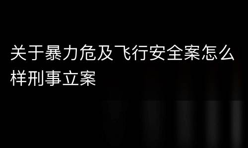 关于暴力危及飞行安全案怎么样刑事立案