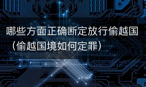 哪些方面正确断定放行偷越国（偷越国境如何定罪）