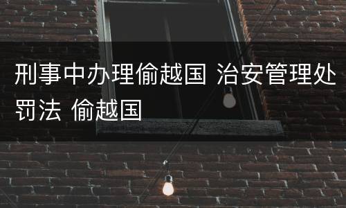 刑事中办理偷越国 治安管理处罚法 偷越国
