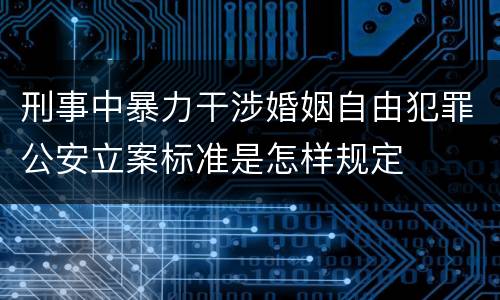 刑事中暴力干涉婚姻自由犯罪公安立案标准是怎样规定