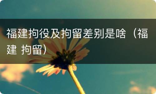 福建拘役及拘留差别是啥（福建 拘留）