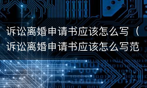 诉讼离婚申请书应该怎么写（诉讼离婚申请书应该怎么写范文）