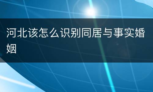 河北该怎么识别同居与事实婚姻