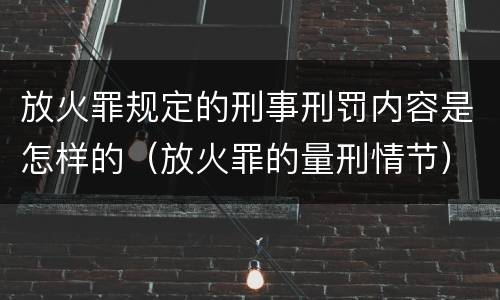 放火罪规定的刑事刑罚内容是怎样的（放火罪的量刑情节）