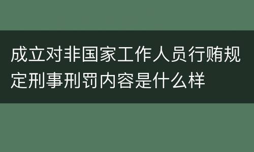 成立对非国家工作人员行贿规定刑事刑罚内容是什么样