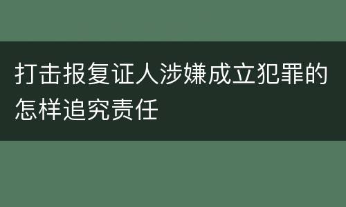 打击报复证人涉嫌成立犯罪的怎样追究责任