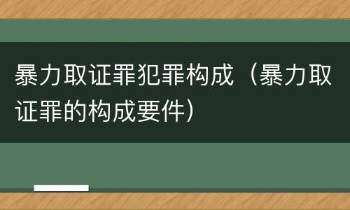 暴力取证罪犯罪构成（暴力取证罪的构成要件）