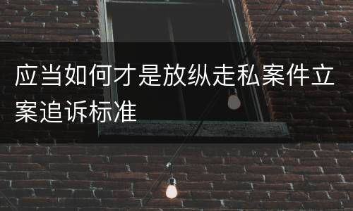 应当如何才是放纵走私案件立案追诉标准