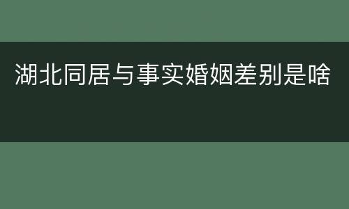 湖北同居与事实婚姻差别是啥