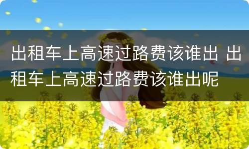 出租车上高速过路费该谁出 出租车上高速过路费该谁出呢