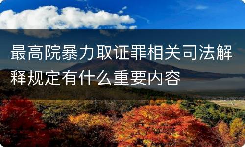 最高院暴力取证罪相关司法解释规定有什么重要内容