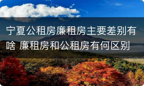 宁夏公租房廉租房主要差别有啥 廉租房和公租房有何区别