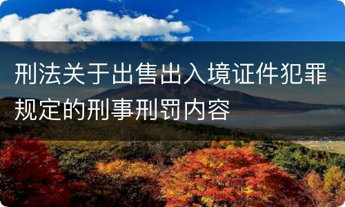 刑法关于出售出入境证件犯罪规定的刑事刑罚内容