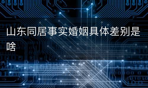 山东同居事实婚姻具体差别是啥