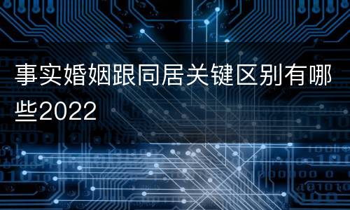 事实婚姻跟同居关键区别有哪些2022