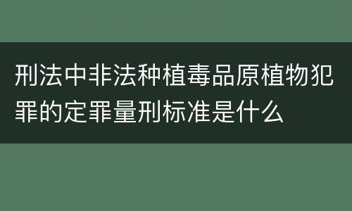 刑法中非法种植毒品原植物犯罪的定罪量刑标准是什么