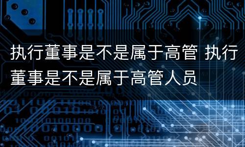 执行董事是不是属于高管 执行董事是不是属于高管人员