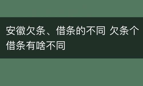 安徽欠条、借条的不同 欠条个借条有啥不同