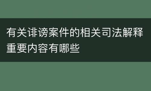 有关诽谤案件的相关司法解释重要内容有哪些