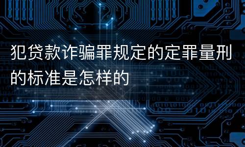 犯贷款诈骗罪规定的定罪量刑的标准是怎样的