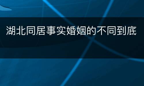 湖北同居事实婚姻的不同到底