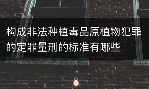 构成非法种植毒品原植物犯罪的定罪量刑的标准有哪些