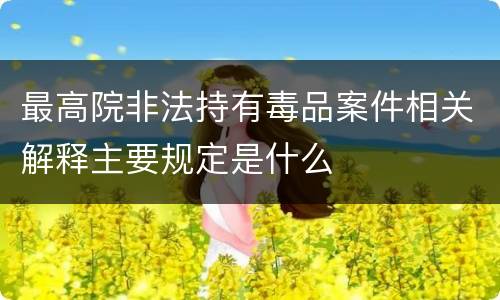 最高院非法持有毒品案件相关解释主要规定是什么