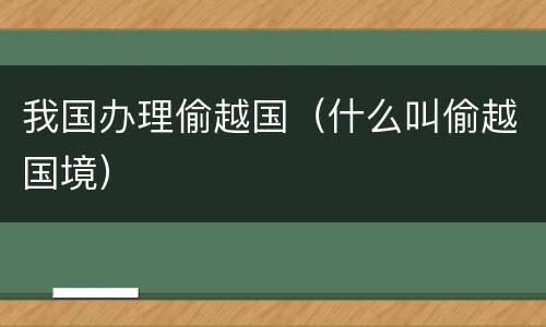 我国办理偷越国（什么叫偷越国境）