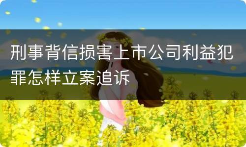 刑事背信损害上市公司利益犯罪怎样立案追诉