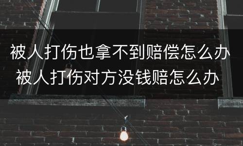 被人打伤也拿不到赔偿怎么办 被人打伤对方没钱赔怎么办