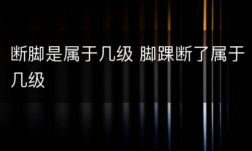 断脚是属于几级 脚踝断了属于几级
