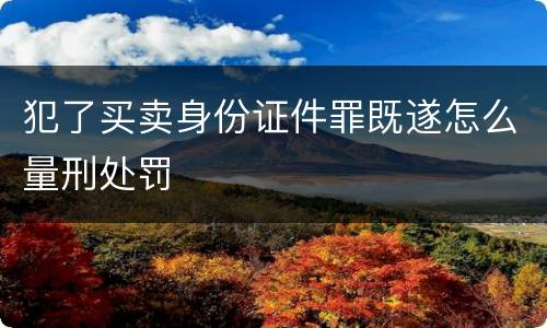 犯了买卖身份证件罪既遂怎么量刑处罚