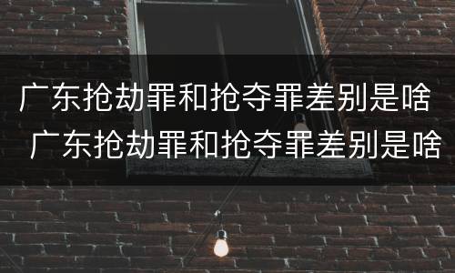 广东抢劫罪和抢夺罪差别是啥 广东抢劫罪和抢夺罪差别是啥呢