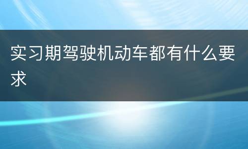 实习期驾驶机动车都有什么要求
