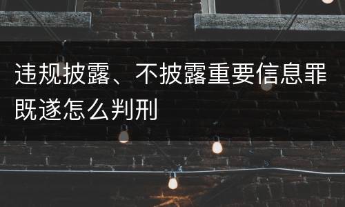 违规披露、不披露重要信息罪既遂怎么判刑